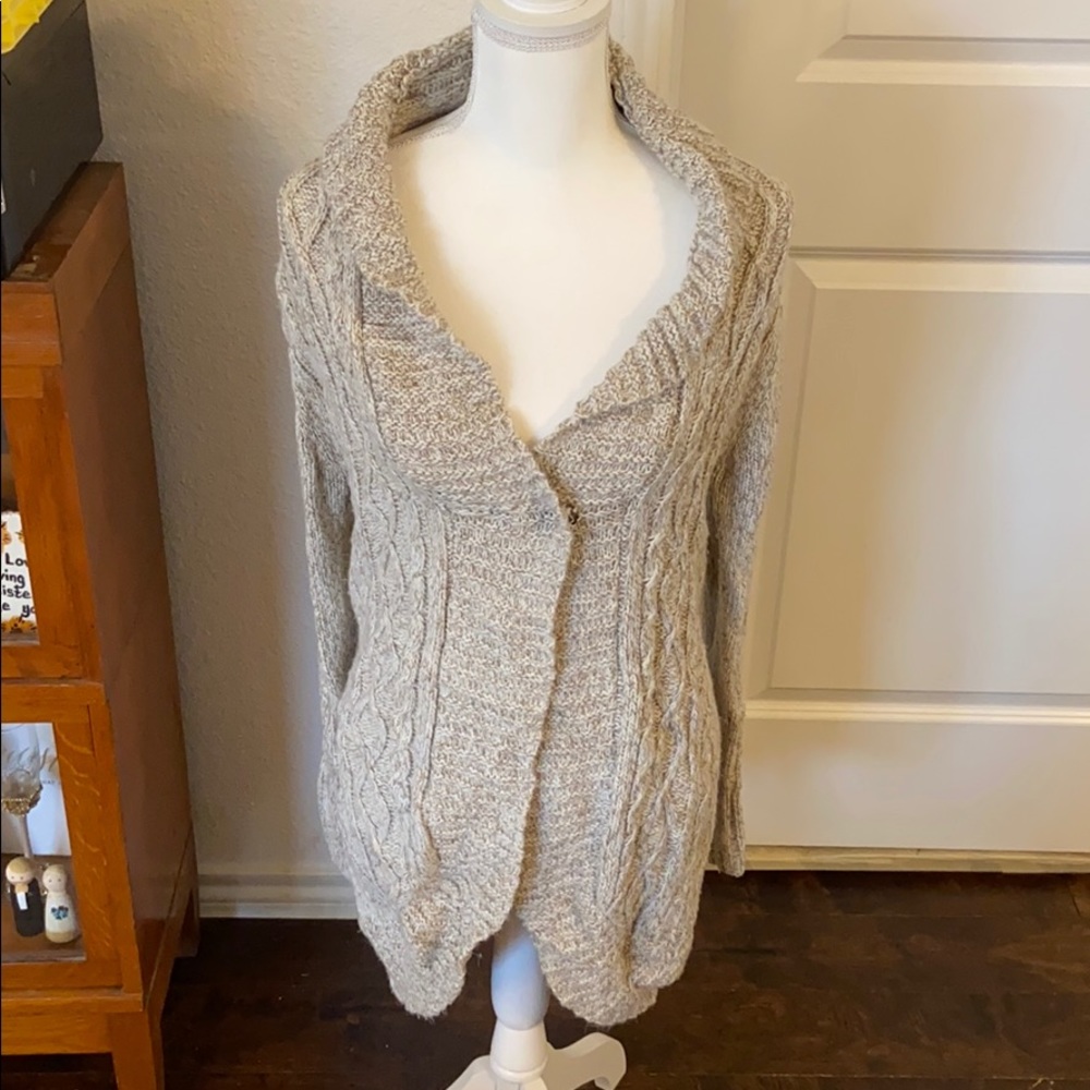 Crocheted cardigan sweater beige